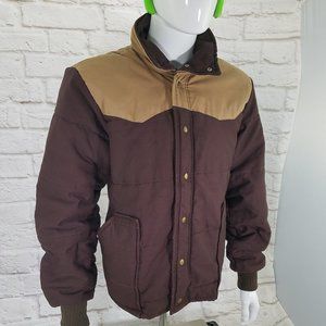 UNITOY Vintage Jacket BROWN Polyester WINTER Coat Size Large